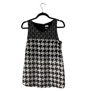CAbi Black White Houndstooth Flowy Tank Top A-Line Shell Size Small